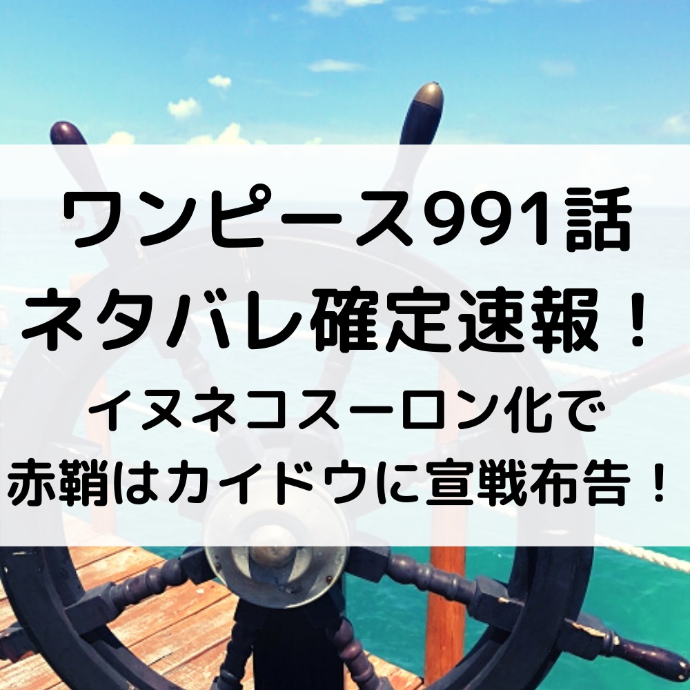 ワンピース991話ネタバレ確定速報！イヌネコスーロン化で赤鞘はカイドウに宣戦布告！