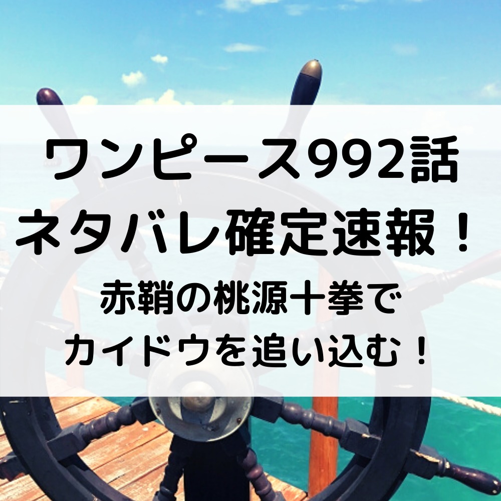 ワンピース992話ネタバレ確定速報！赤鞘の桃源十拳でカイドウを追い込む！